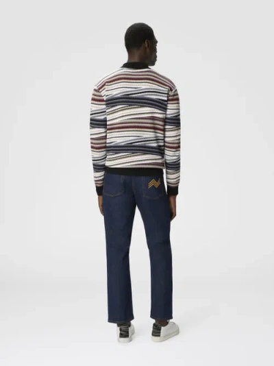 Missoni Langarm-poloshirt Mit Reissverschluss Und Gestreiftem Zickzack In Multi