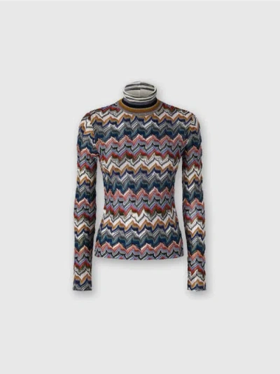 Missoni Slim-fit-rollkragenpullover Aus Strukturierter Spitze In Multi