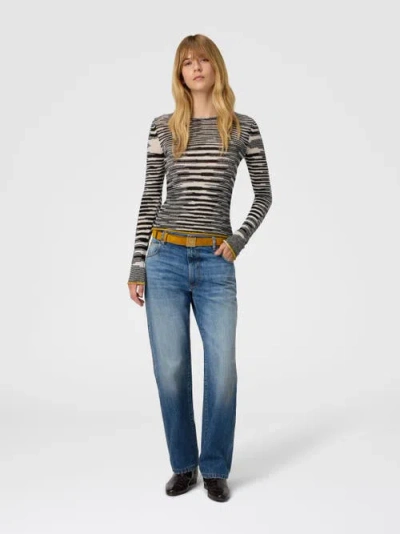 Missoni Crew Neck Sweater With Flame Pattern In Cashmere Blend In Black