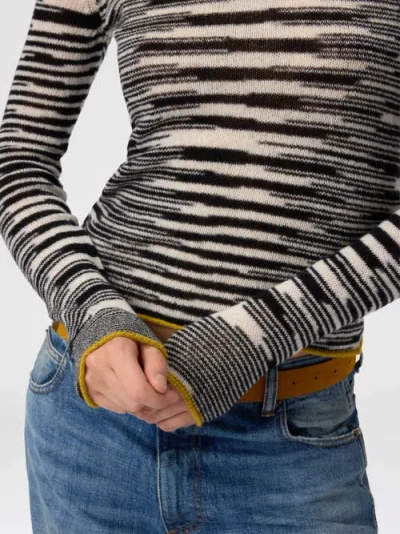 Missoni Crew Neck Sweater With Flame Pattern In Cashmere Blend In Black