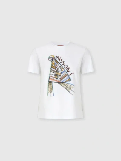 Missoni Kurzarm-t-shirt Mit Print Und Logo In White