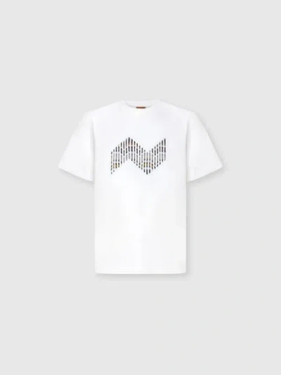 Missoni Short Sleeve T-shirt With Geometric Zigzag Insert And Logo In Multi