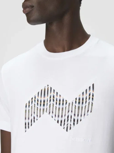 Missoni Short Sleeve T-shirt With Geometric Zigzag Insert And Logo In Multi