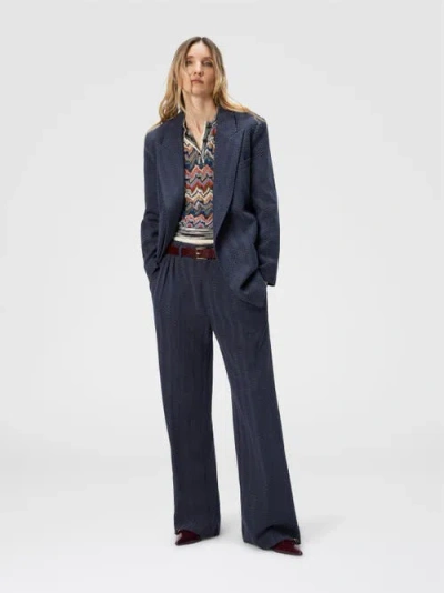 Missoni Tailored Pants With Zigzag Pattern In Blue