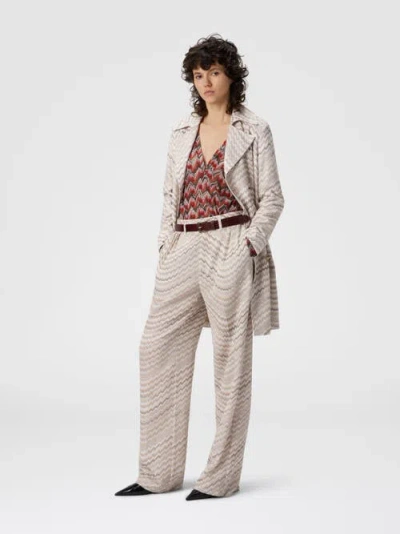 Missoni Double-breasted Trench Coat With Wavy Zigzag Pattern In Multi