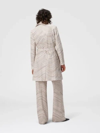 Missoni Double-breasted Trench Coat With Wavy Zigzag Pattern In Multi