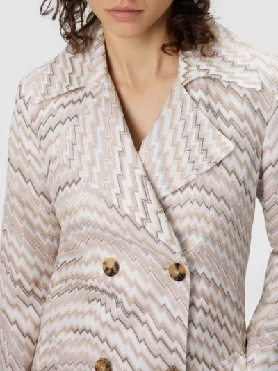Missoni Double-breasted Trench Coat With Wavy Zigzag Pattern In Multi