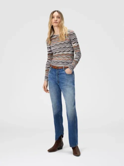 Missoni Five-pocket Mid-rise Washed Denim Pants In Blue