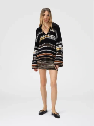 Missoni Oversized Striped Intarsia Sweater In Black