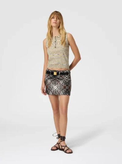 Missoni Buttoned Vest With Flame Pattern In Neutral