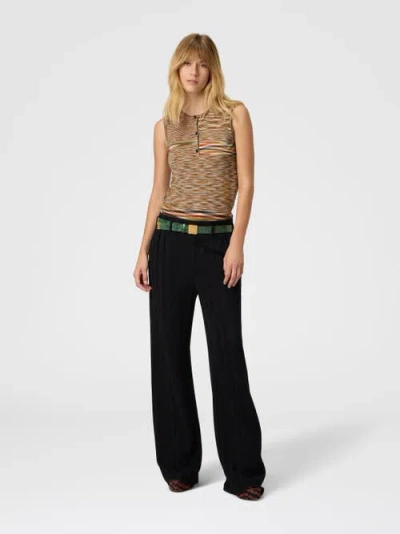 Missoni Buttoned Vest With Flame Pattern In Brown