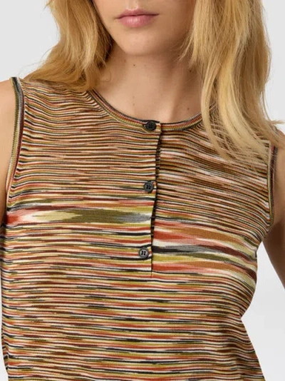 Missoni Buttoned Vest With Flame Pattern In Brown