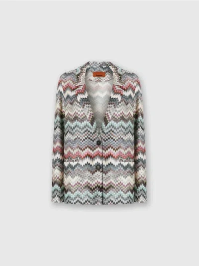 Missoni Single-breasted Blazer With Snake Pattern In Multi