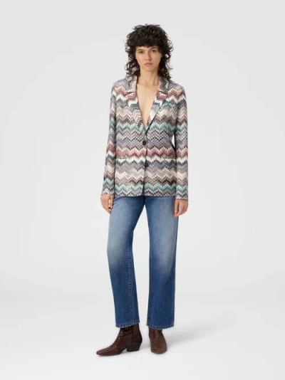 Missoni Single-breasted Blazer With Snake Pattern In Multi