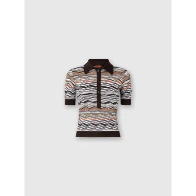 Missoni Short Sleeve Polo With Wave Pattern In Multi