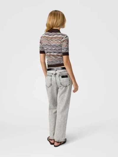 Missoni Short Sleeve Polo With Wave Pattern In Multi