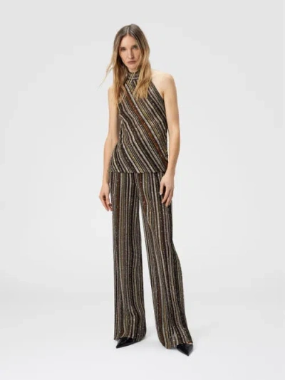 Missoni Womens Multicolor Beige Brown Halterneck Embellished Stretch-woven Top