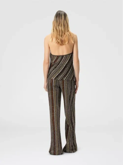 Missoni Womens Multicolor Beige Brown Halterneck Embellished Stretch-woven Top