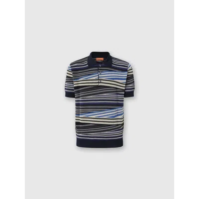 Missoni Short Sleeve Polo With Buttons And Striped Zigzag Pattern In Multi