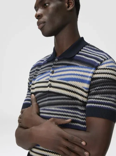 Missoni Short Sleeve Polo With Buttons And Striped Zigzag Pattern In Multi