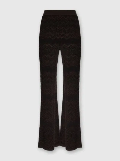 Missoni Chevron Pattern Flared Trousers With Elastic Waistband In Black
