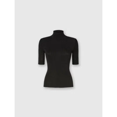 Missoni Short-sleeved Turtleneck In Glitter-effect Viscose In Black