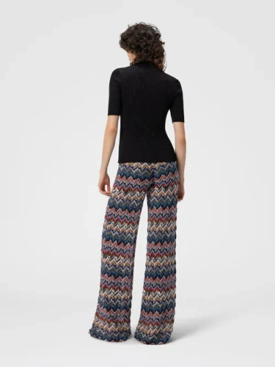 Missoni Short-sleeved Turtleneck In Glitter-effect Viscose In Black