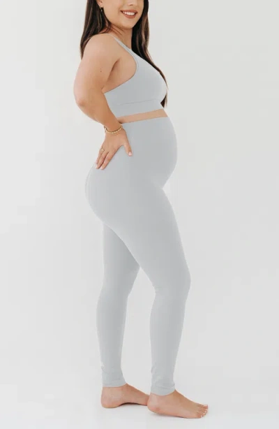 Axk Athletic Maternity Legging With Scrunch Butt Design And Supportive Belly Band In Gray