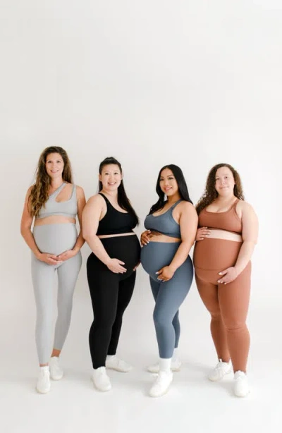 Axk Athletic Maternity Legging With Scrunch Butt Design And Supportive Belly Band In Gray