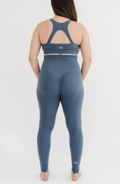 Axk Athletic Maternity Legging With Scrunch Butt Design And Supportive Belly Band In Blue