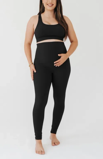 Axk Athletic Maternity Legging With Scrunch Butt Design And Supportive Belly Band In Black