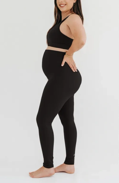 Axk Athletic Maternity Legging With Scrunch Butt Design And Supportive Belly Band In Black