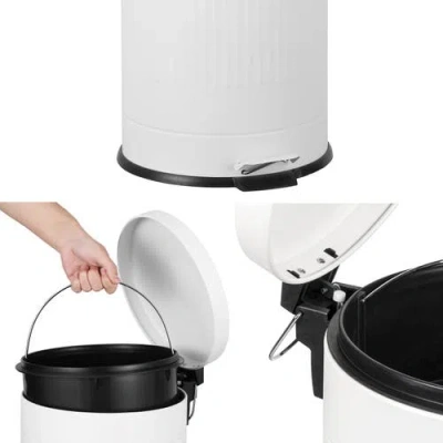 Happimess Theo Retro 8-gallon Step Trash Can With Soft-close Lid And Mini Trash Can In White