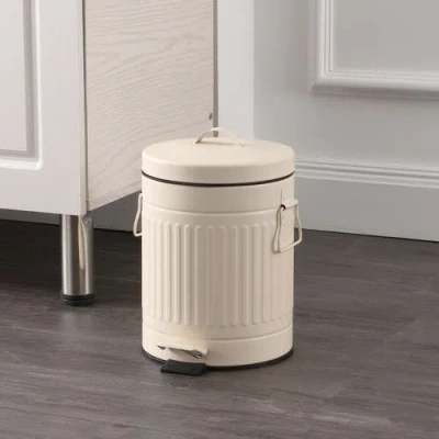 Happimess Theo Retro 8-gallon Step Trash Can With Soft-close Lid And Mini Trash Can In Neutral