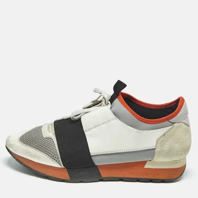 Pre-owned Balenciaga Muulticolor Leather And Knit Fabric Race Runner Low Top Sneakers Size 38 In Multi