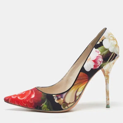 Pre-owned Sophia Webster For J.crew Multicolor Floral Print Fabric Pointed Toe Pumps Size 38