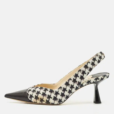 Pre-owned Jimmy Choo Multicolor Leather And Wool Liya Slingback Pumps Size 41