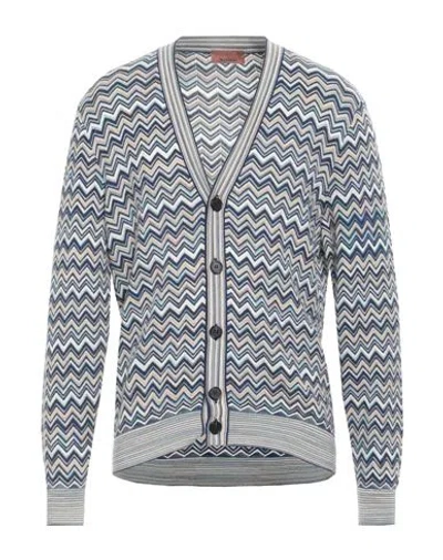 Missoni Man Cardigan Navy Size L Cotton, Cashmere, Silk In Blue