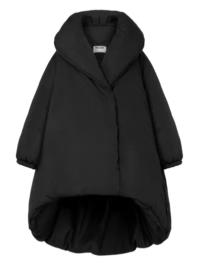 Moschino Asymmetrical High Collar Relaxed Sleeves Coat In Black