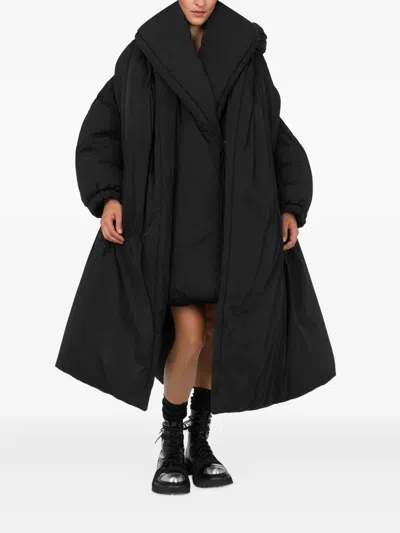 Moschino Asymmetrical High Collar Relaxed Sleeves Coat In Black