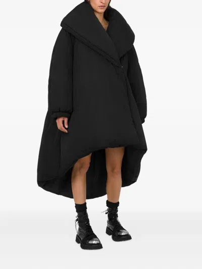 Moschino Asymmetrical High Collar Relaxed Sleeves Coat In Black