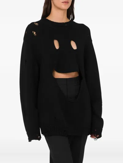 Moschino Couture Black Wool Sweatshirt In Brown