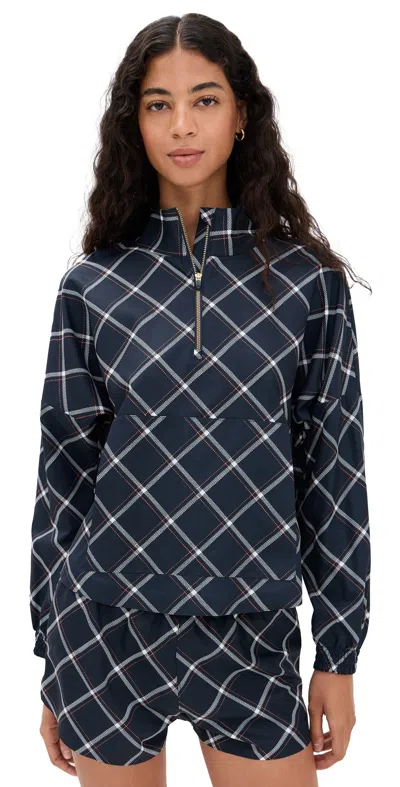 Rhone Mirage Printed Anorak Jacket Navy Blue Windowpane