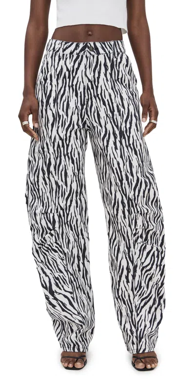 Rotate Birger Christensen Zebra Print Cargo Trousers With Back Pockets In Multi