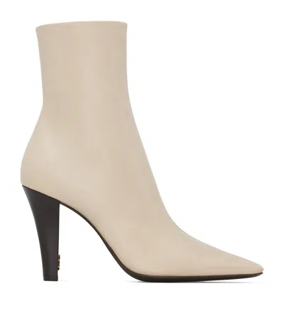 Saint Laurent Jill Booties In Smooth Leather In Brown