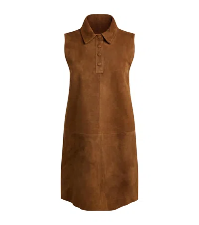 Frame The Suede City Shift Mini Dress In Brown
