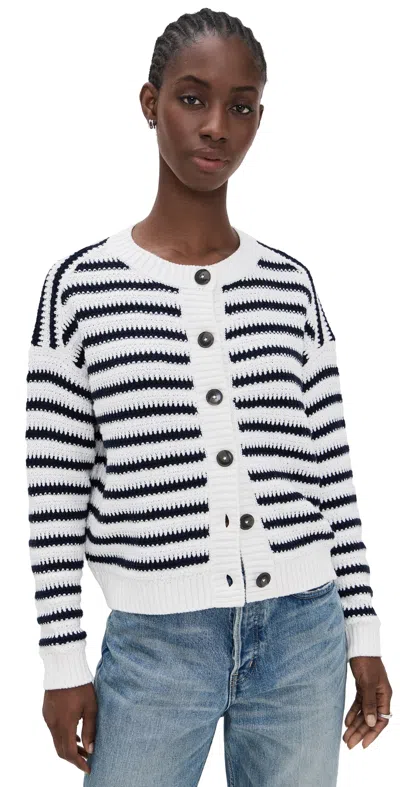 Closed Striped Button-up Cardigan In White