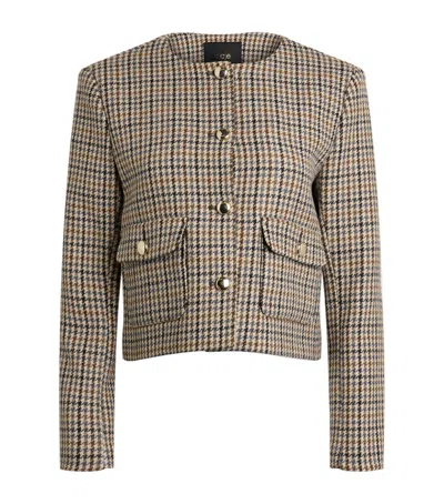 Maje Houndstooth Button-fastening Jacket In Brown