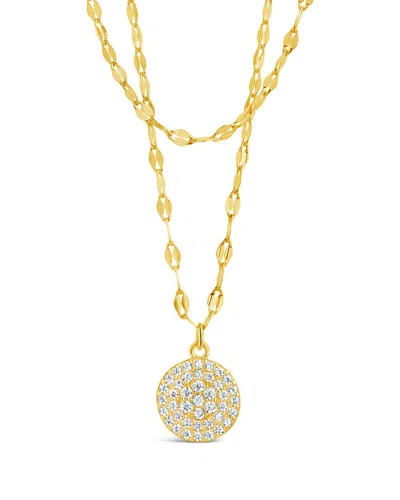 Sterling Forever 14k Plated Cz Eva Layered Necklace In Gold