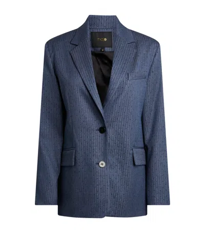Maje Stripe Rhinestone-embellished Blazer In Blue
